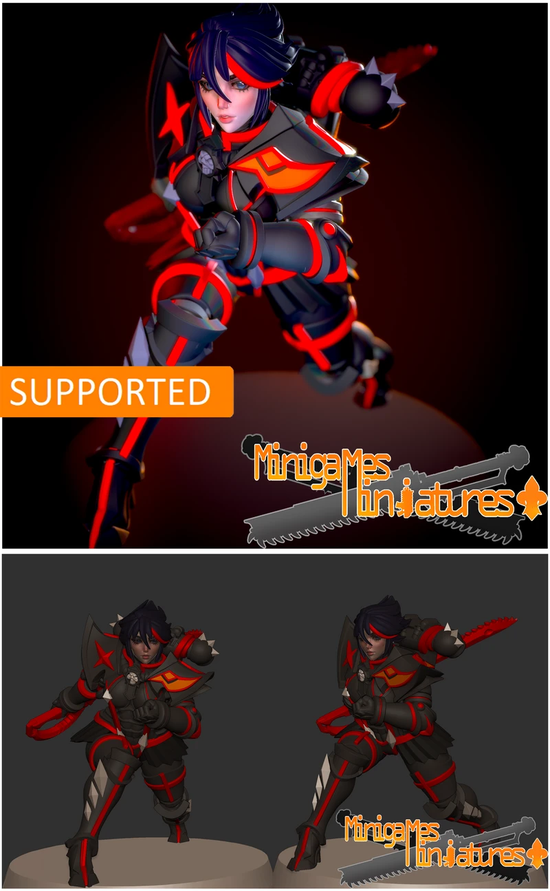 Ryuko nun anime figurine STL model for 3D printing