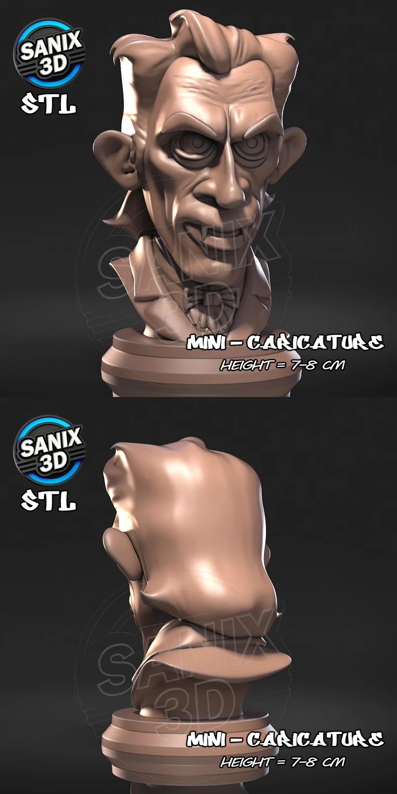 Dracula Bust STL File for 3D Printing STL model for 3D printing