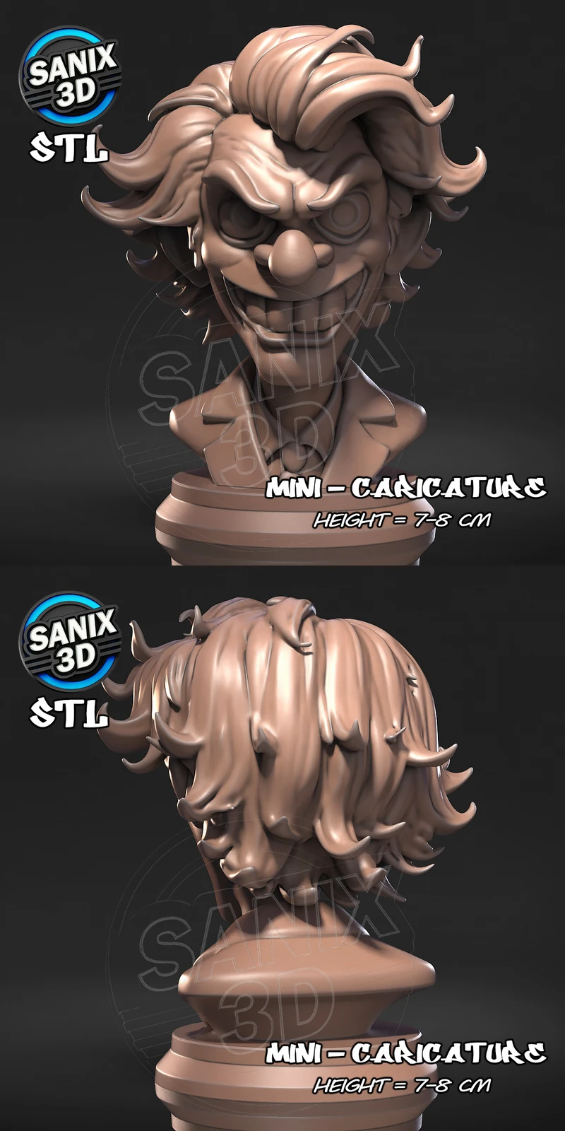 JOKER 3D Printable Bust Model for Resin Printer STL model for 3D printing