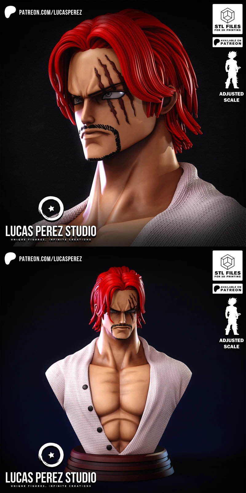 Shanks Bust – One Piece STL File for 3D Printing STL model for 3D printing