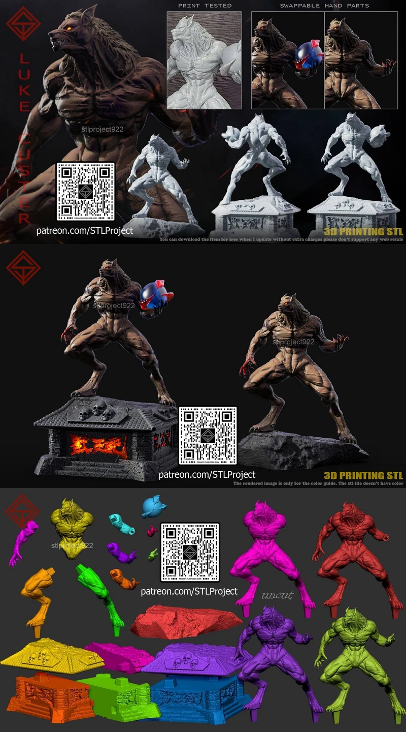 Direwolf STL File for 3D Printer STL model for 3D printing