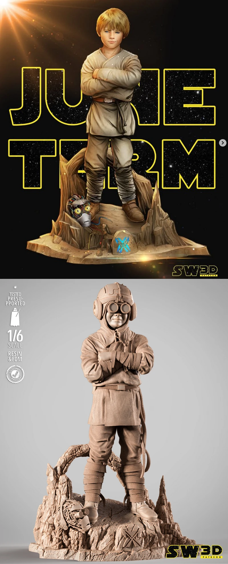 Anakin Skywalker Kid Sculpture STL STL model for 3D printing