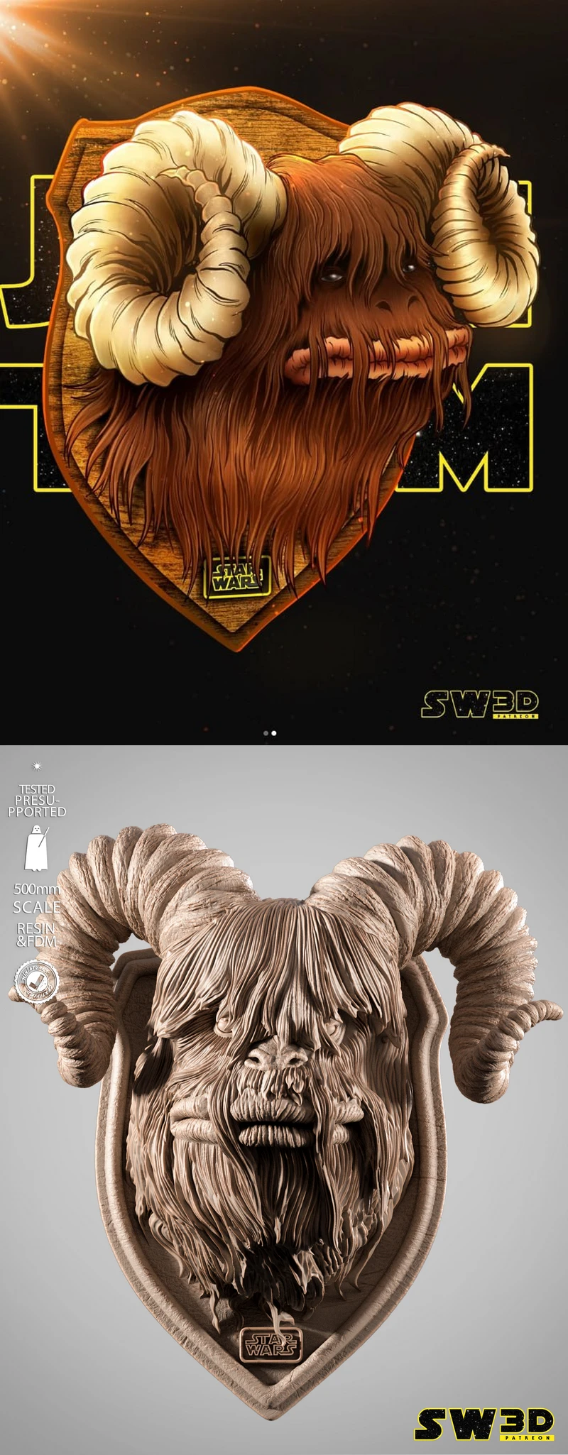 Bantha Wall Decoration Star Wars STL STL model for 3D printing