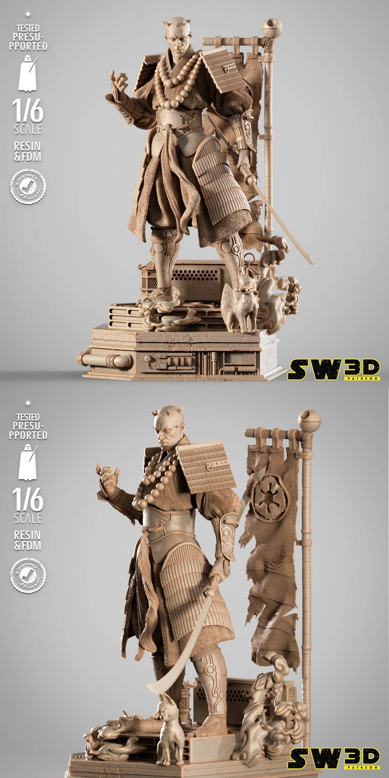 Darth Maul Samurai Sculpture STL model for 3D printing