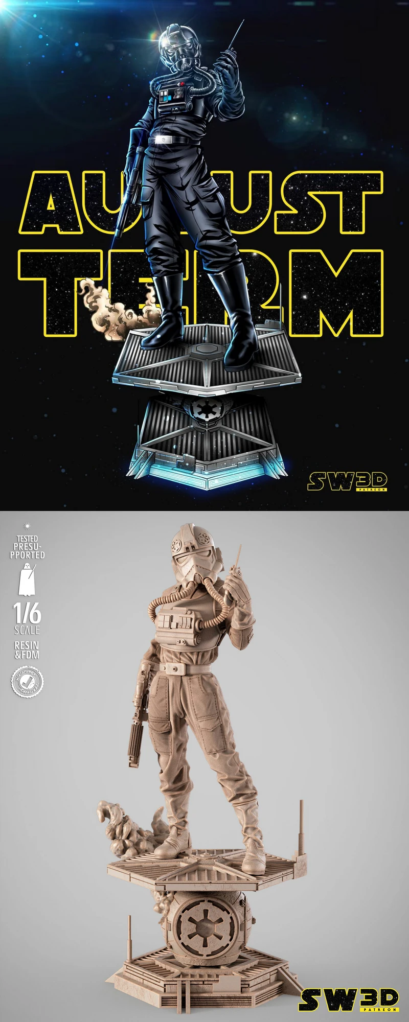 Elite Tie Fighter Sculpture STL File for 3D Printing STL model for 3D printing
