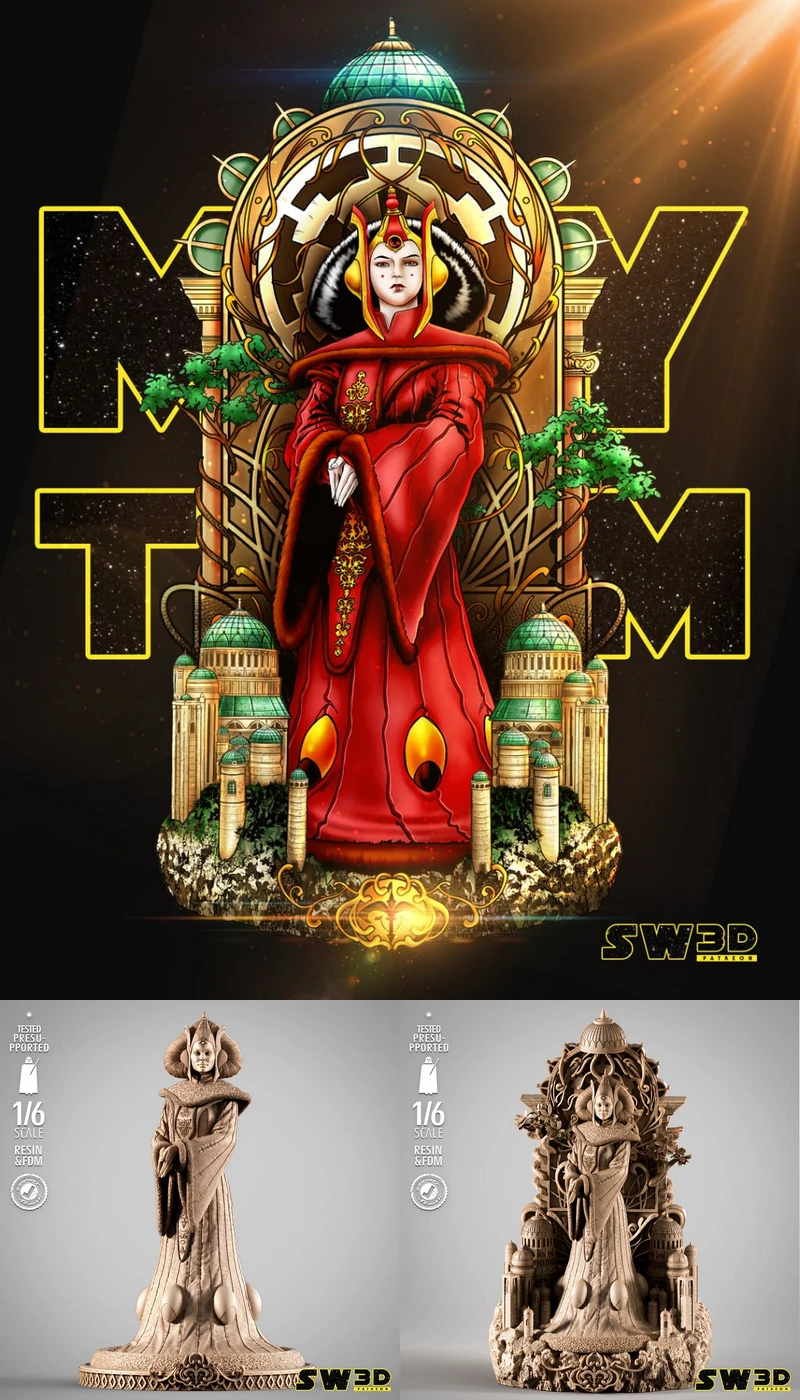 Princess Padme Sculpture STL model for 3D printing