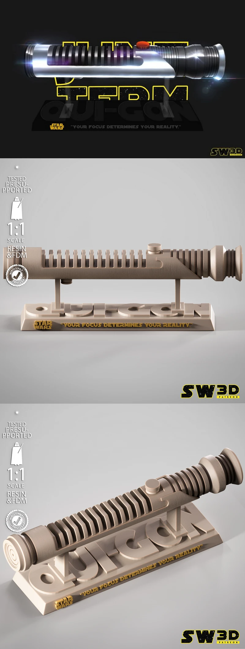 Qui-Gon Jinn Lightsaber STL model for 3D printing