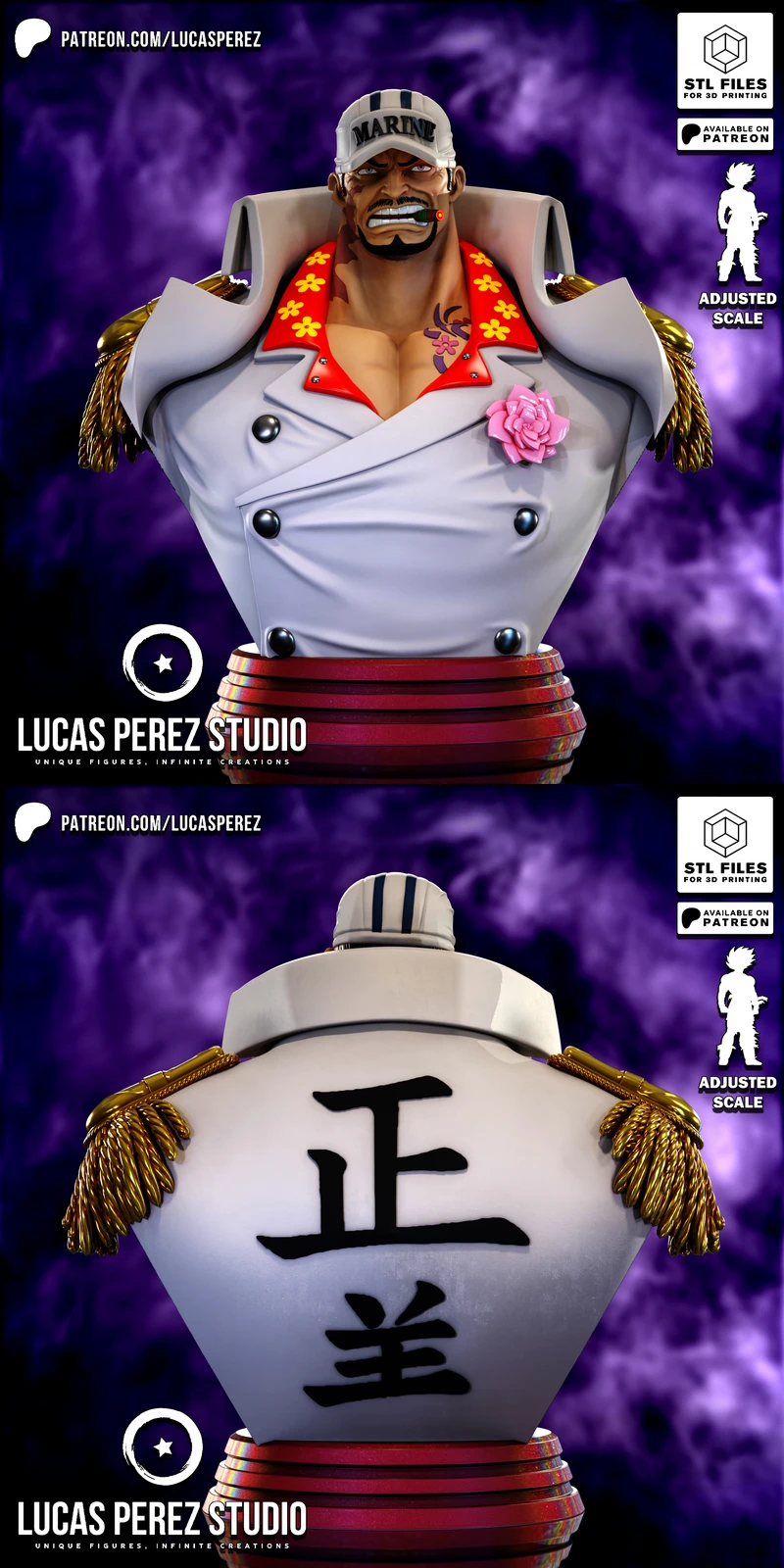 Akainu Bust STL File for 3D Printing STL model for 3D printing