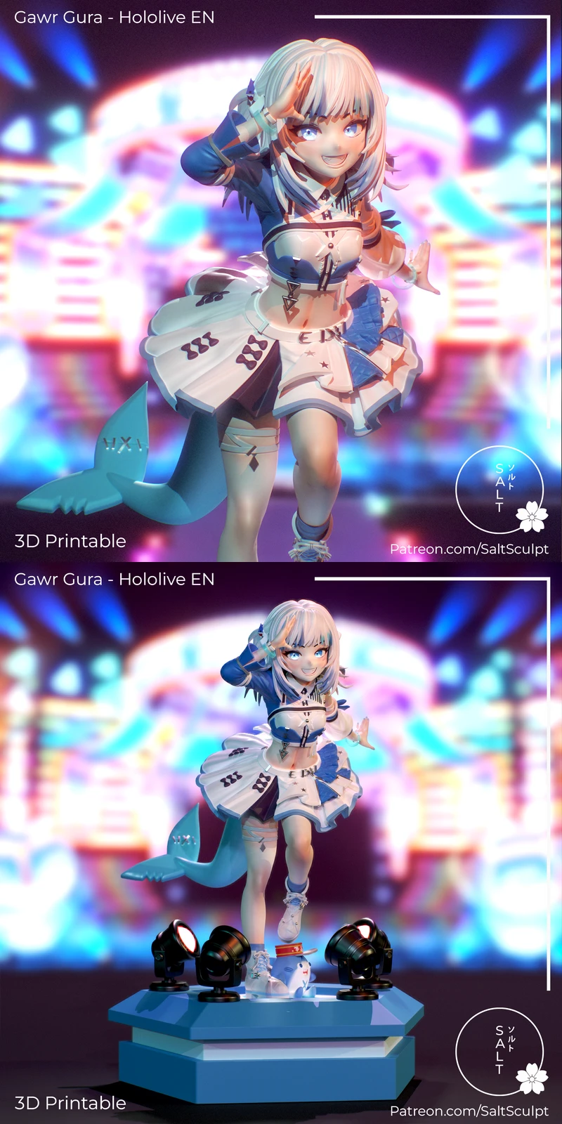Gawr Gura Hololive 3D Printable Figure STL File STL model for 3D printing