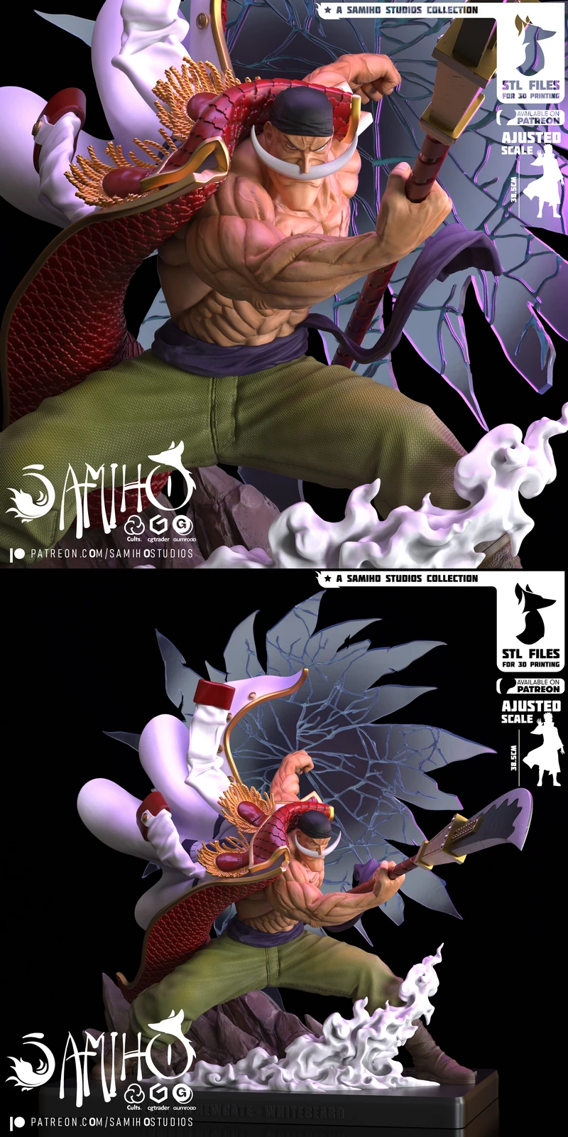 Whitebeard – One Piece STL Figure for 3D Printing STL model for 3D printing