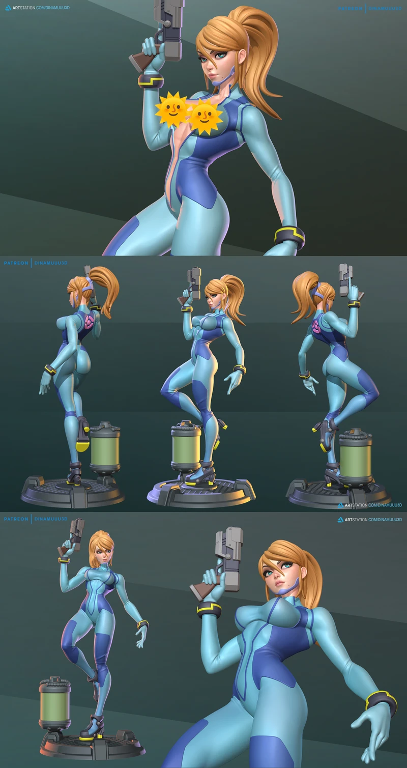 Samus Aran Zero Suit STL model for 3D printing