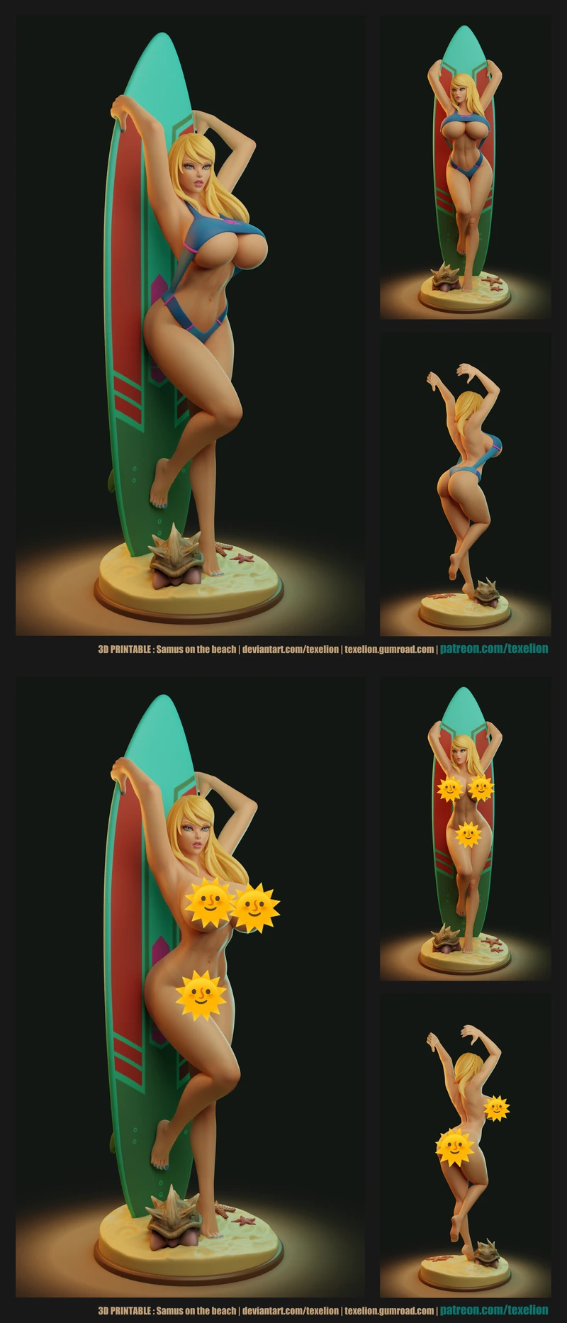 Samus Surf girl STL model for 3D printing