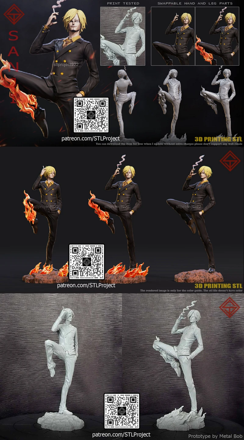 One Piece: Sanji 3D Printable STL File STL model for 3D printing