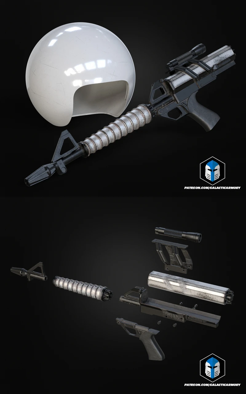 Space Trooper Helmet and Blaster 3D Printable STL Model STL model for 3D printing