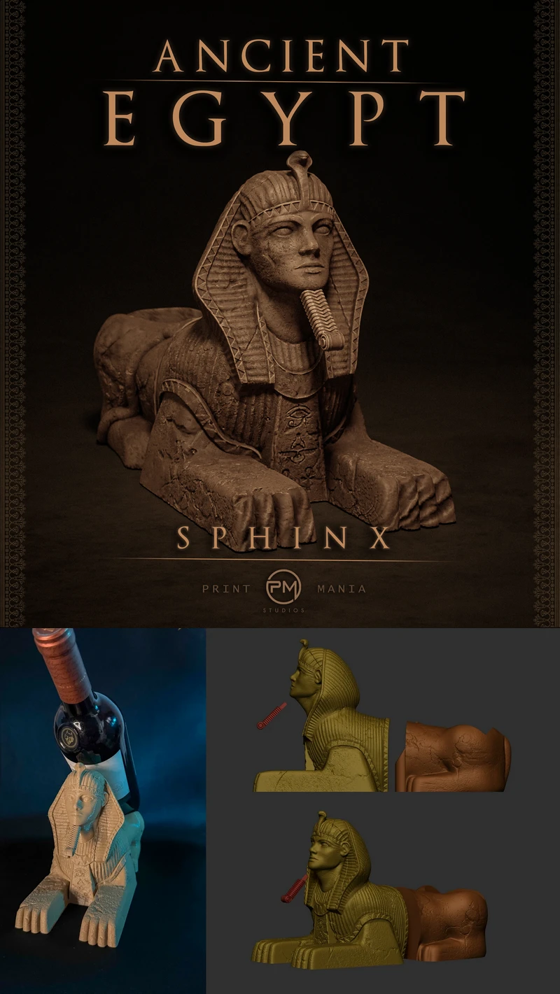 Sphinx Bottle Holder STL model for 3D printing