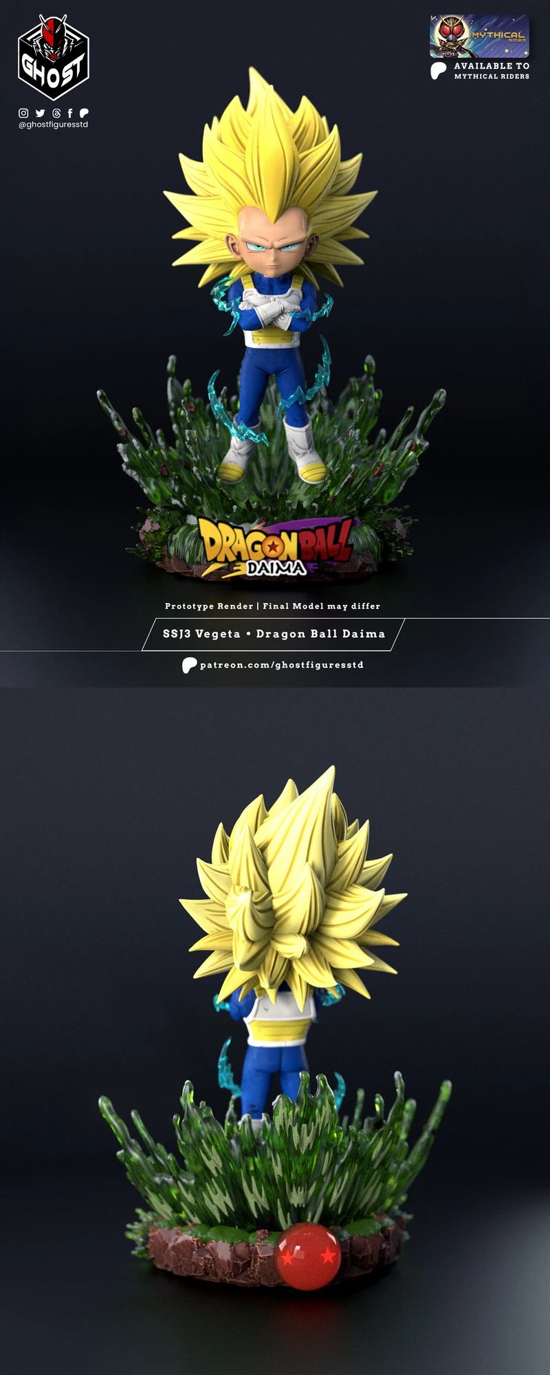 Vegeta Ssj 3 Dragon Ball Miniature STL File for 3D Printer STL model for 3D printing