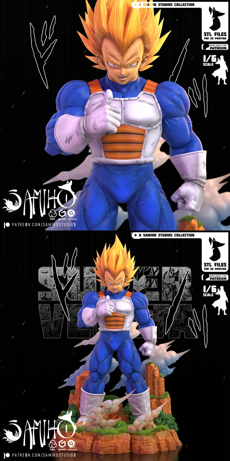 Super Vegeta Dragon Ball Figure STL model for 3D printing