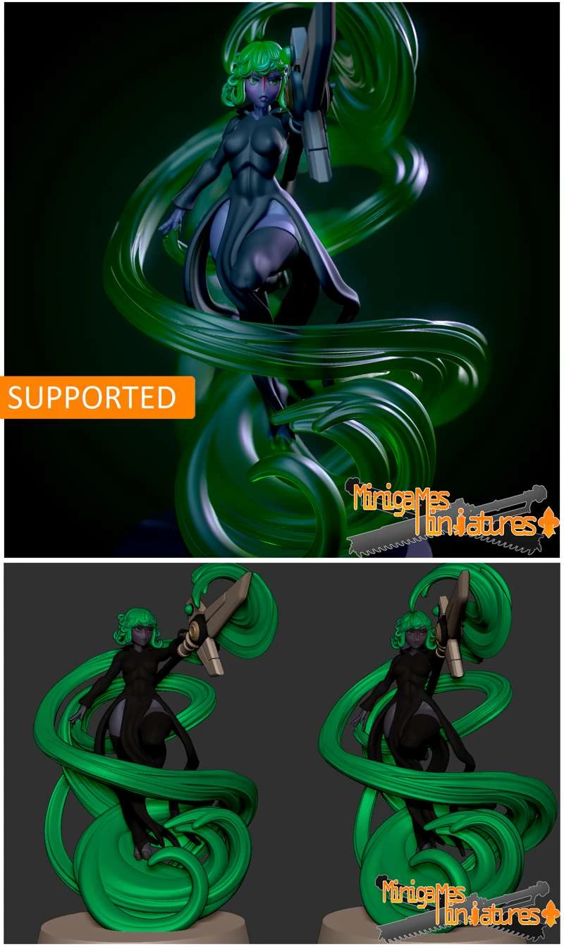 Tatsumaki ethereal anime figurine STL model for 3D printing