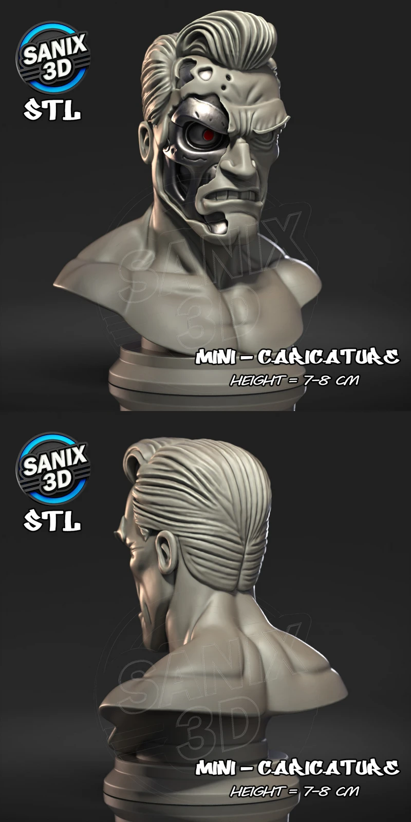 Terminator Cybernetic Bust STL File for 3D Printing STL model for 3D printing