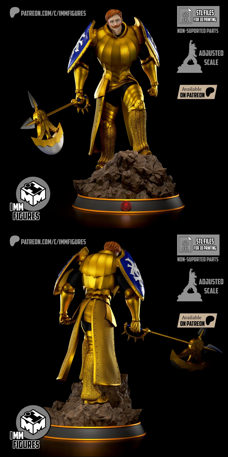 Escanor 3D Printable Bust STL Model for 3D Printer STL model for 3D printing