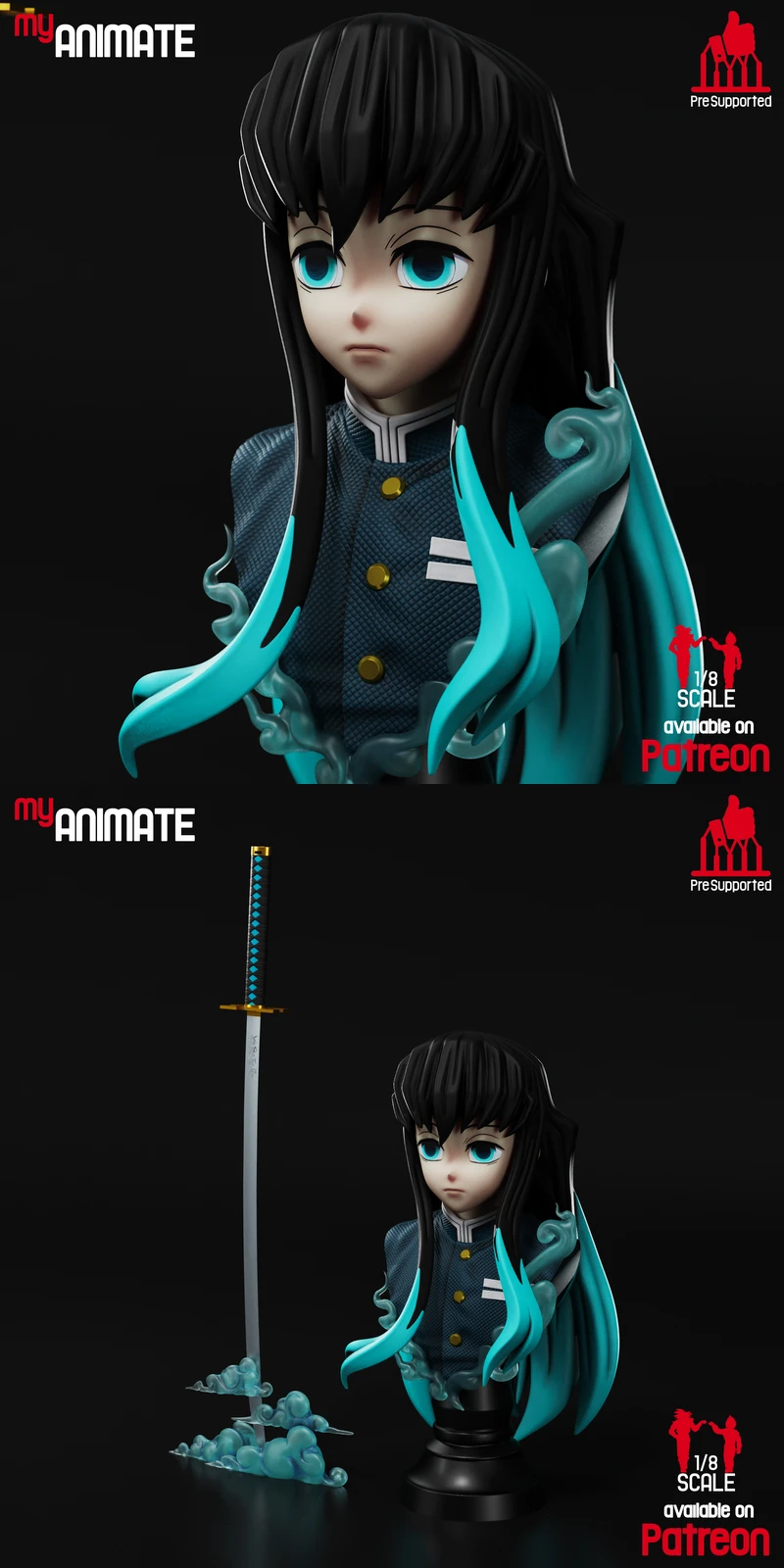 Muichiro Tokito Bust – Demon Slayer STL Model STL model for 3D printing