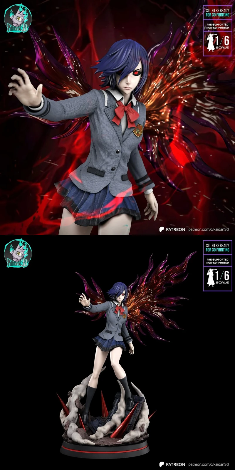 Touka Kirishima – Tokyo Ghoul STL Figure for 3D Printing STL model for 3D printing