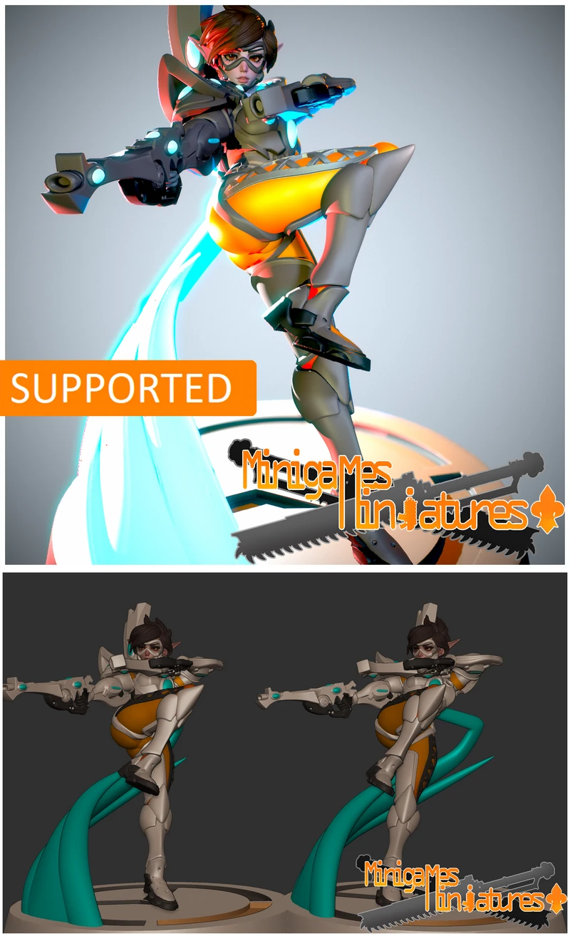 Tracer space elf anime figurine STL model for 3D printing
