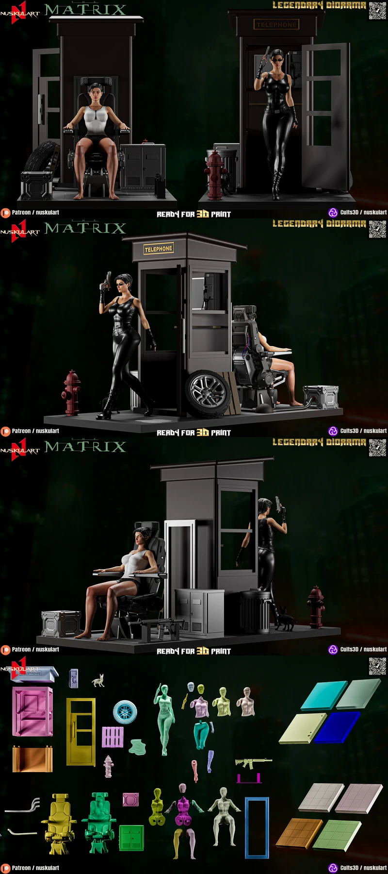Trinity – The Matrix Diorama STL | 3D Printable Legendary Figure STL model for 3D printing