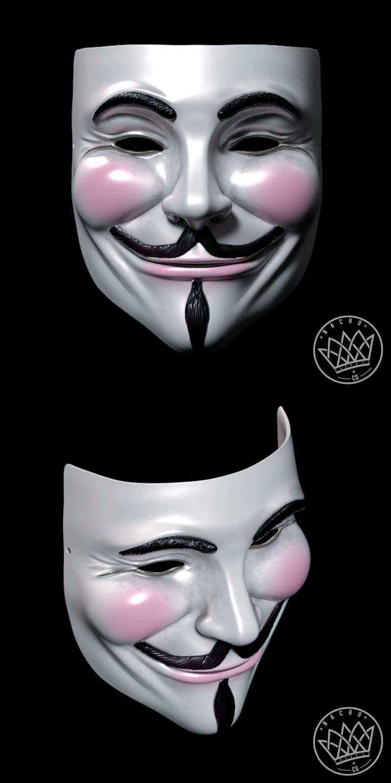 V for Vendetta – Guy Flawks Mask STL File for 3D Printing STL model for 3D printing