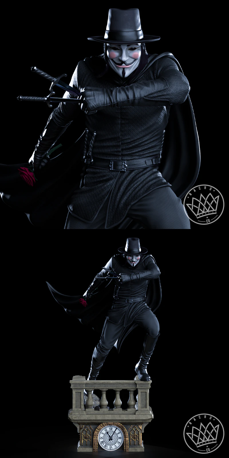 V for Vendetta STL File for 3D Printing STL model for 3D printing