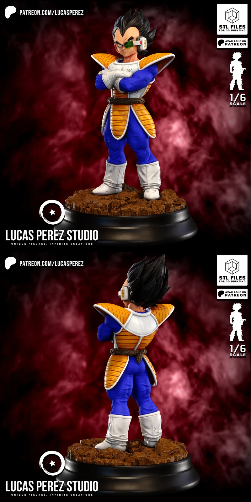 3D Printable Vegeta Scouter Saiyan Saga Bust STL File STL model for 3D printing