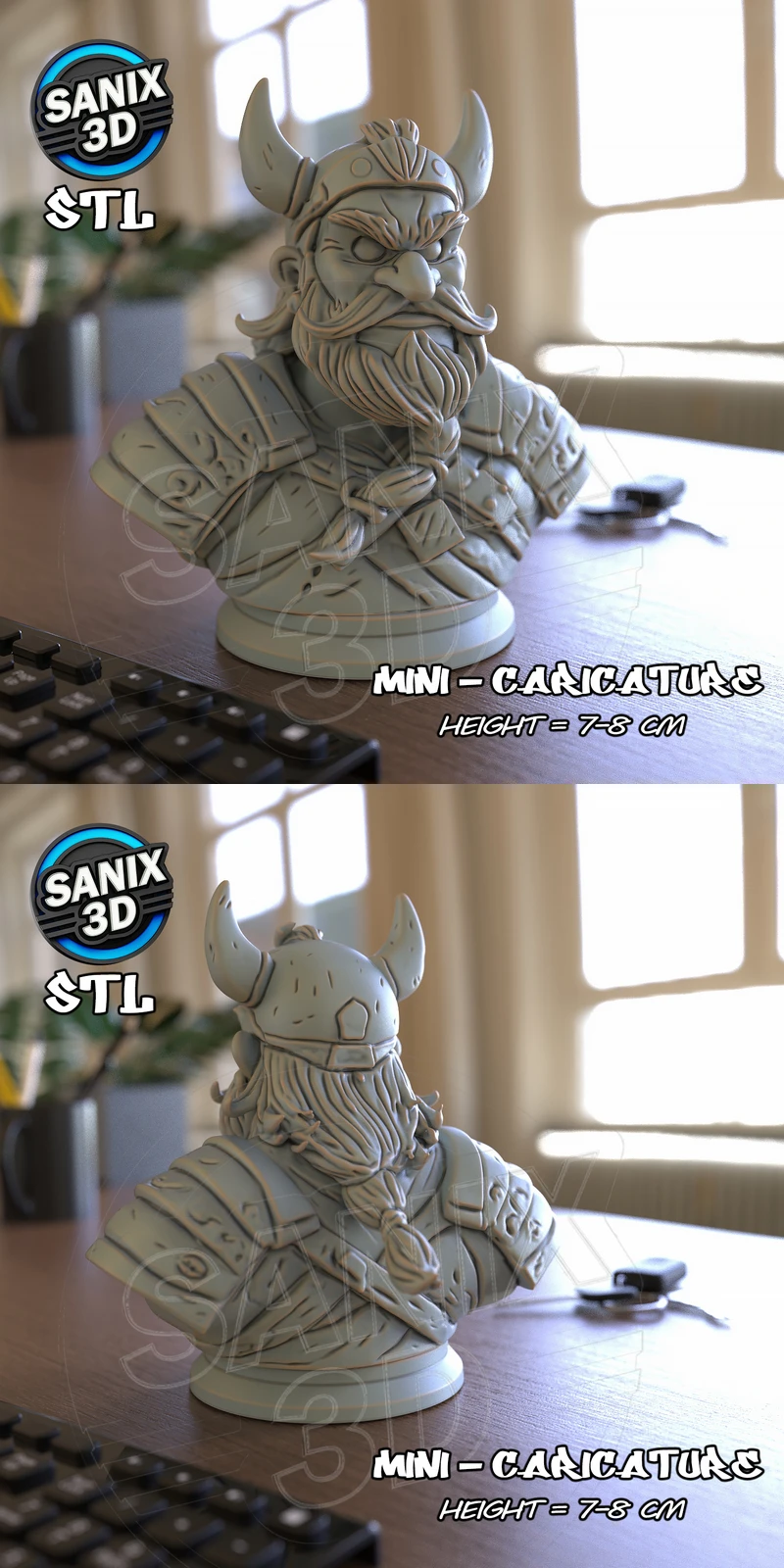 Viking Warrior STL Bust for 3D Printing STL model for 3D printing