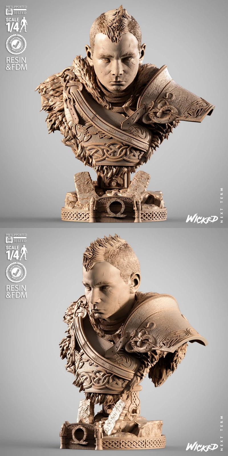 Atreus Portrait Bust STL model for 3D printing