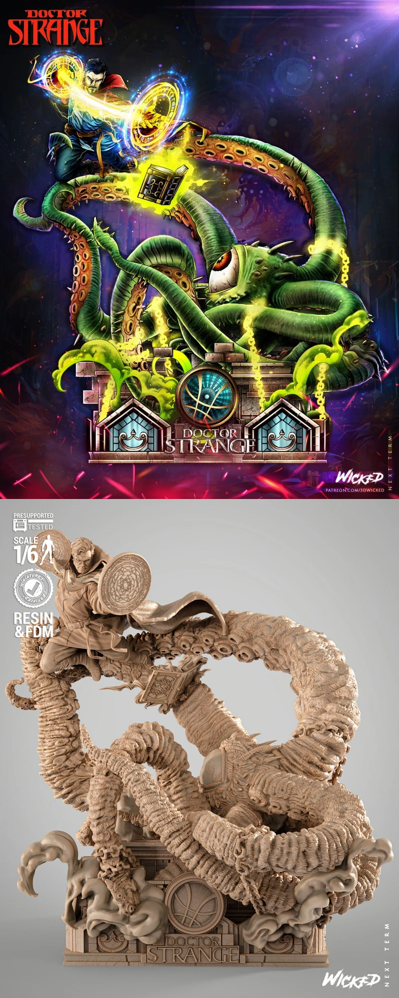 Dr Strange and Shuma Gorat Diorama STL File for 3D Printing STL model for 3D printing