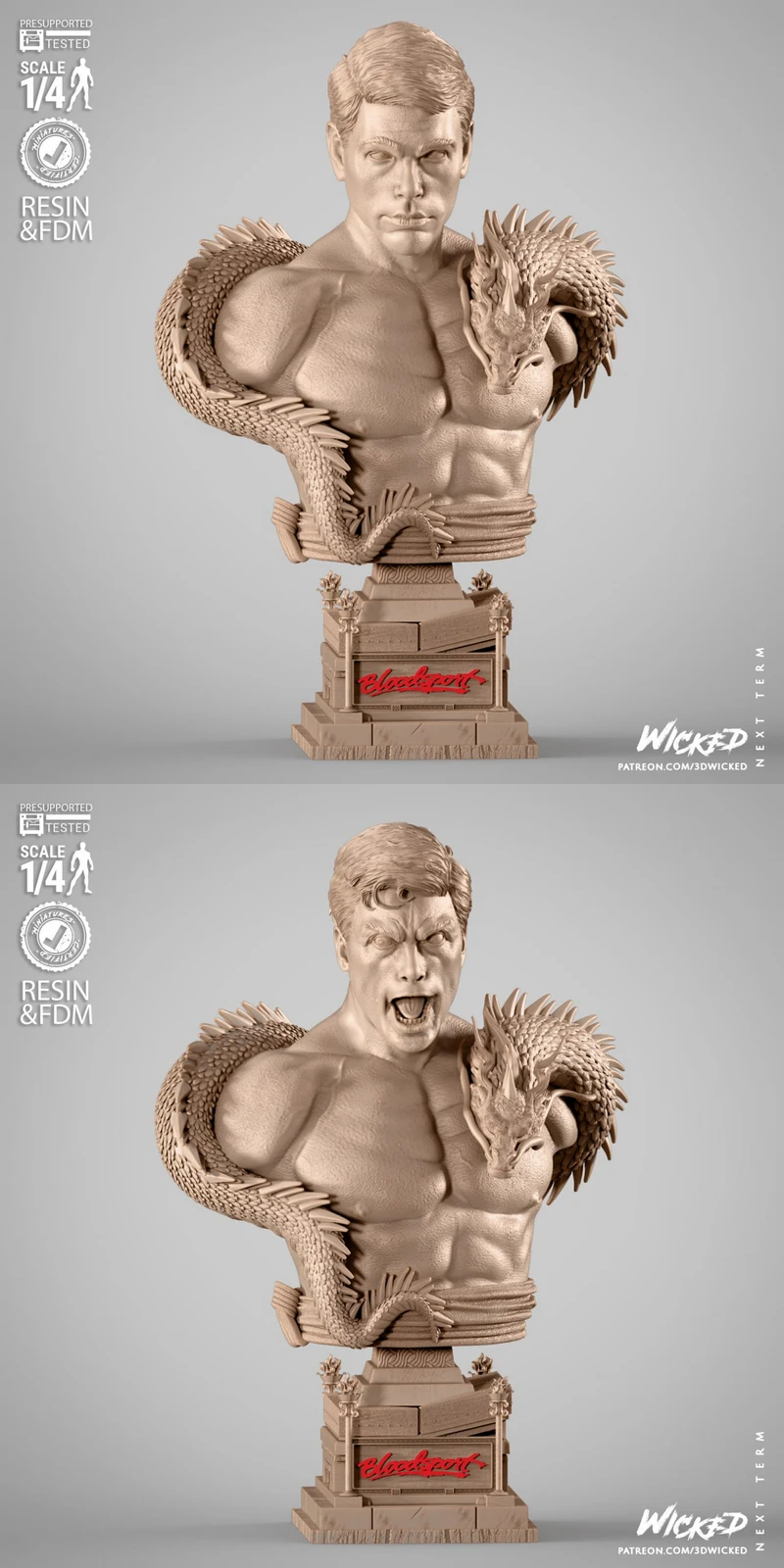 Frank Dux Portrait Bust STL model for 3D printing