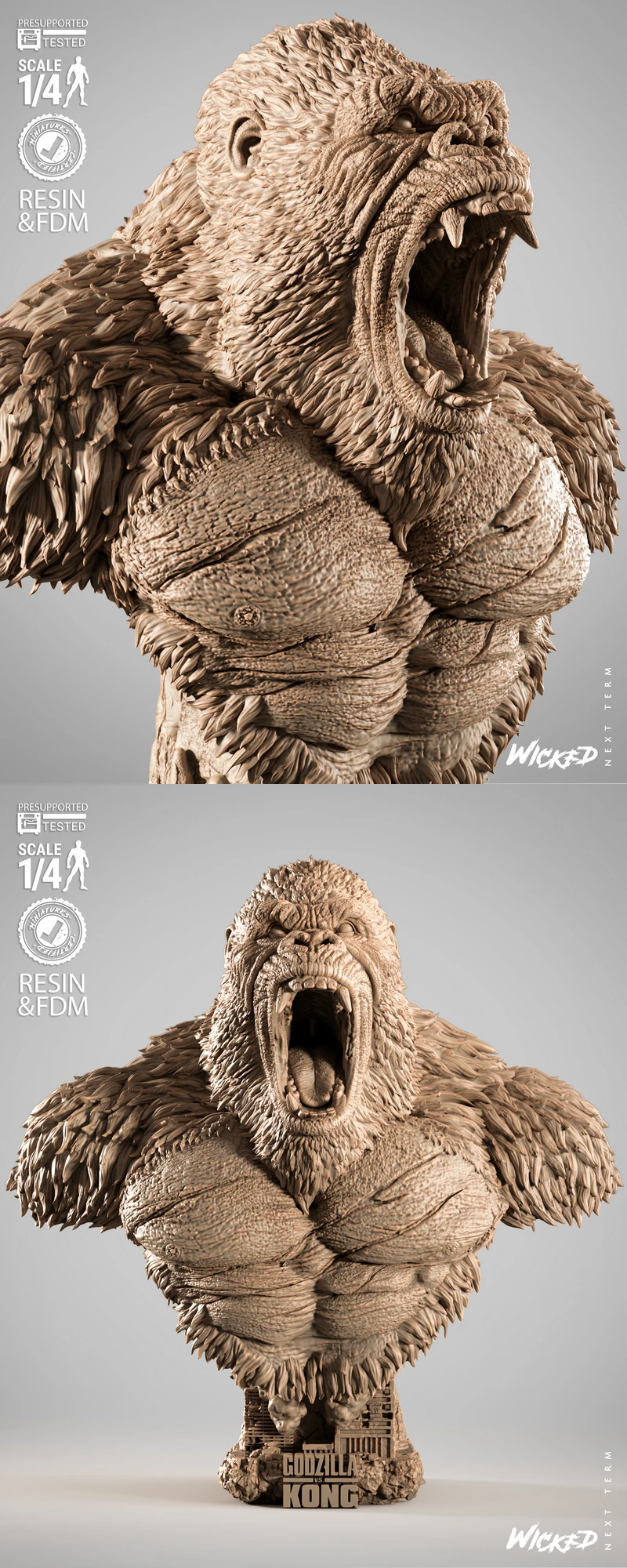 Kong Portrait Bust STL File STL model for 3D printing