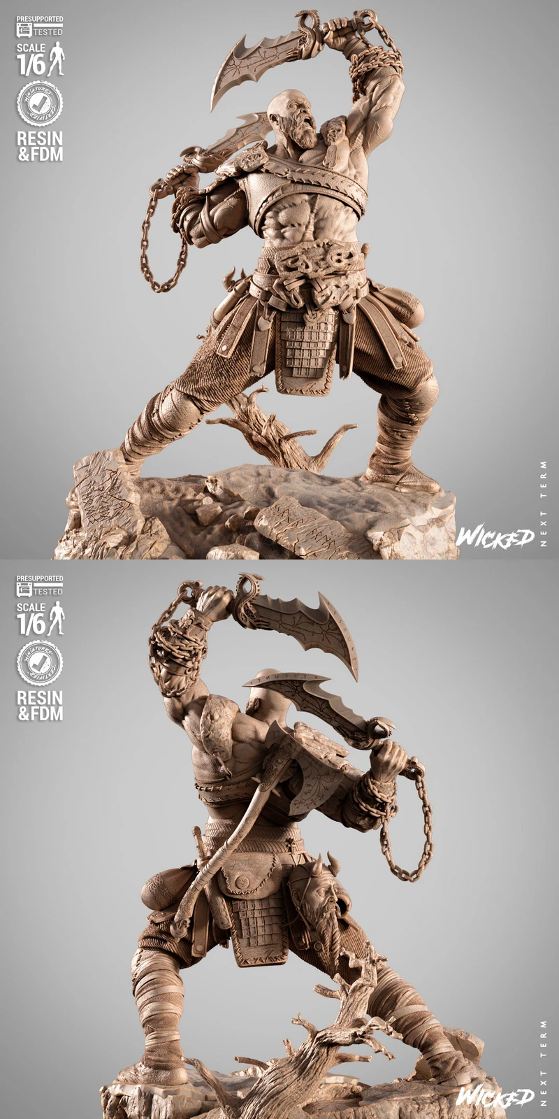Kratos Sculpture STL model for 3D printing
