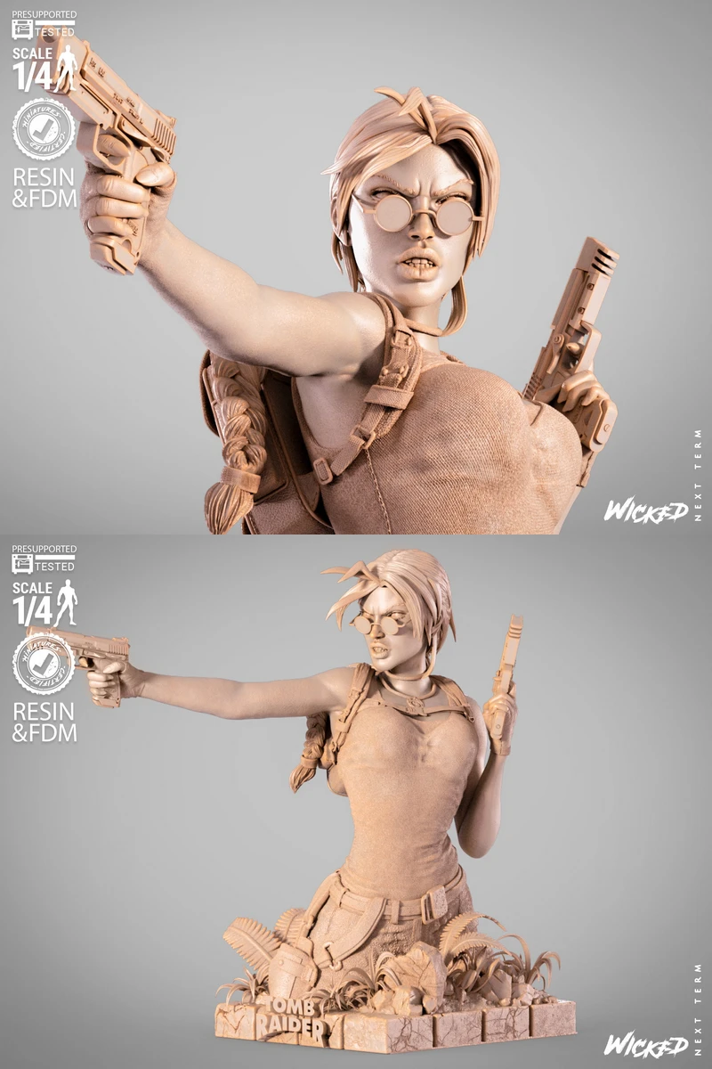 Lara Croft 3D Printable Bust STL File STL model for 3D printing
