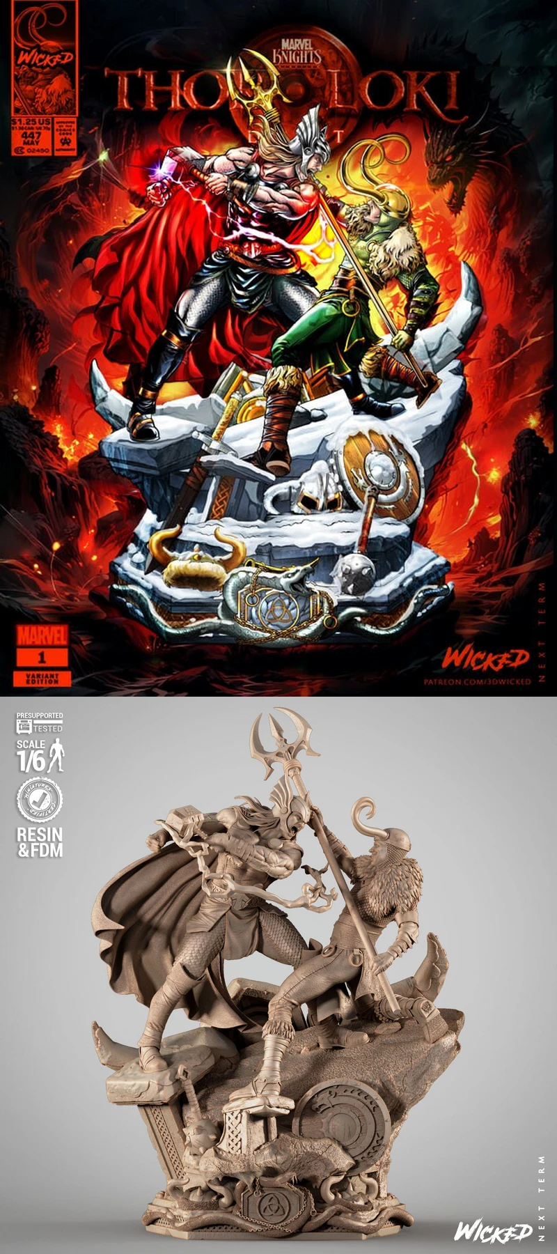 Thor and Loki Diorama STL model for 3D printing