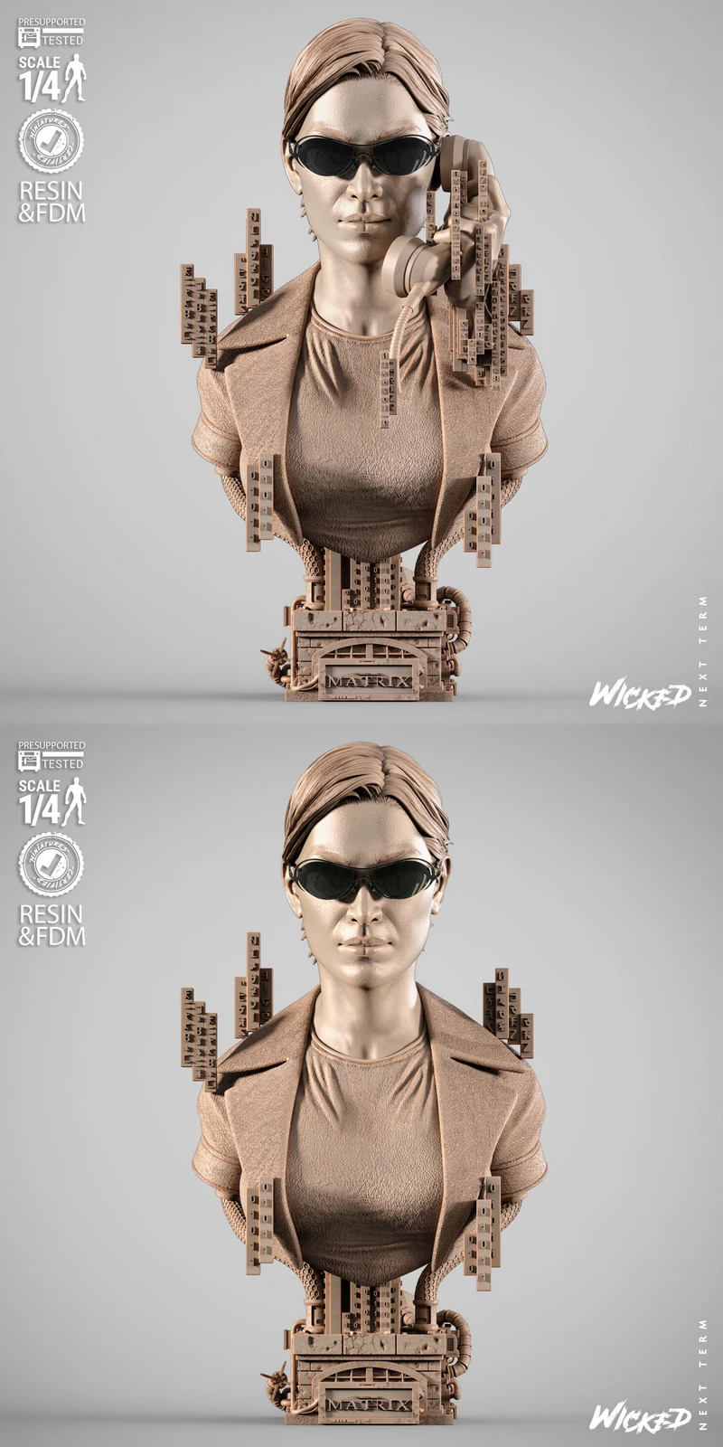 Trinity Portrait Bust STL model for 3D printing