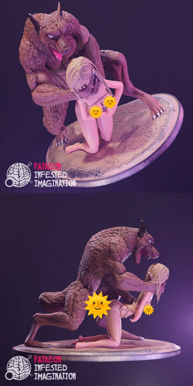 Werewolf Fantasy Encounter – Mythical Creature Diorama STL STL model for 3D printing