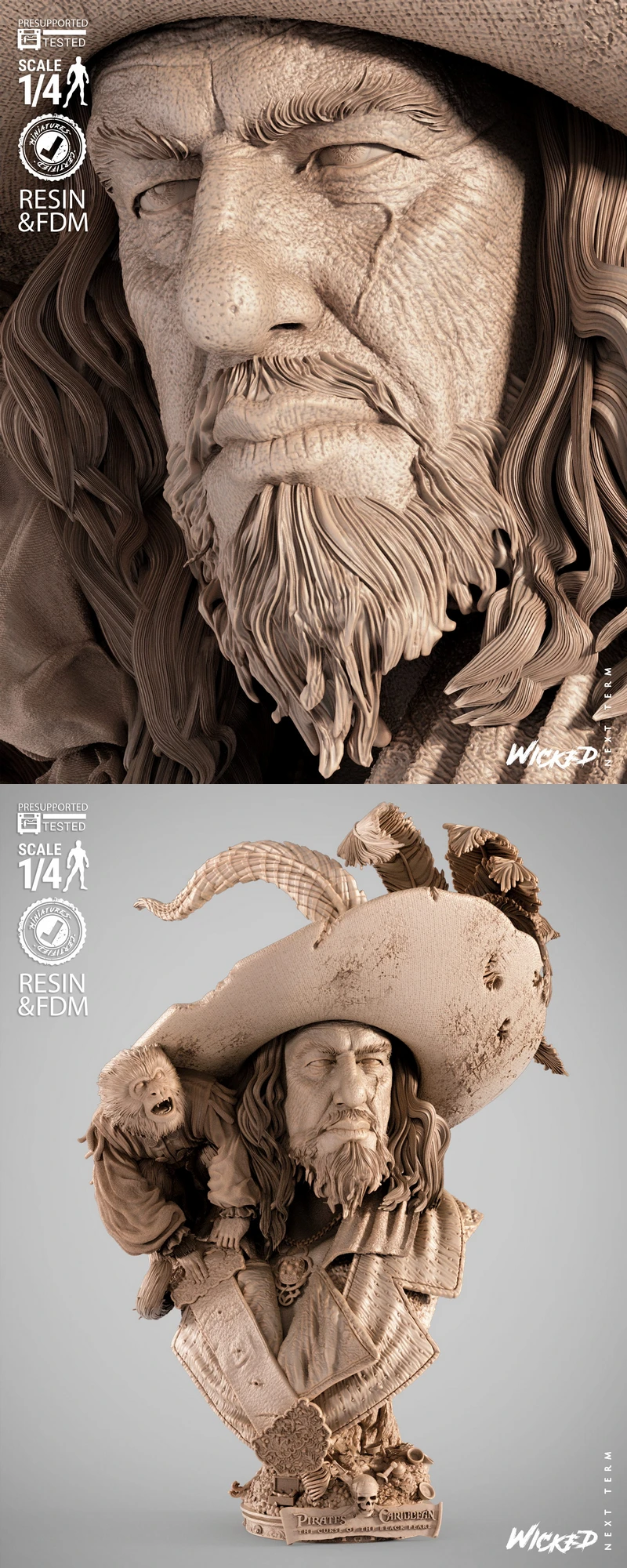 Hector Barbossa Pirate Bust STL Model STL model for 3D printing