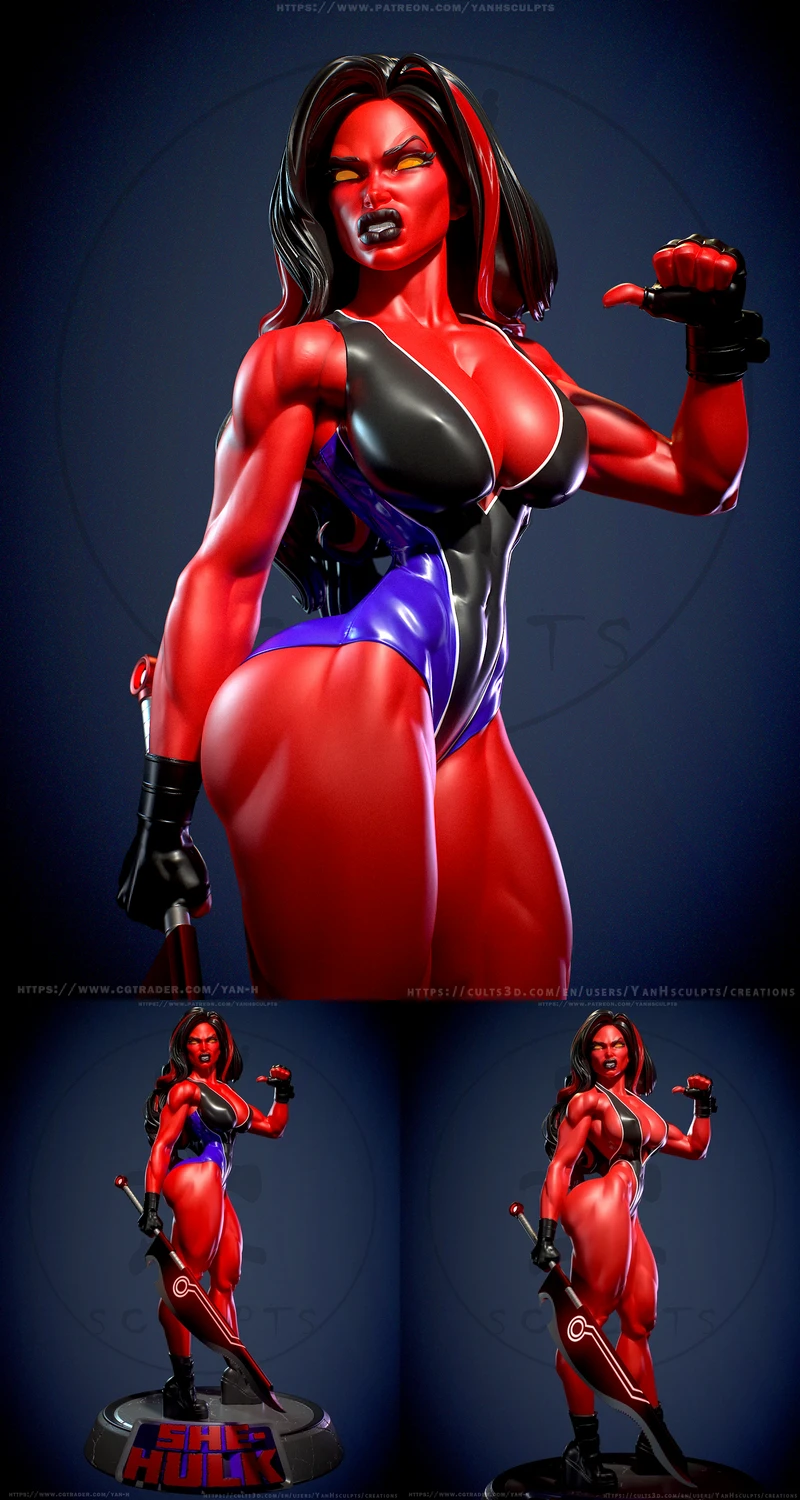 Red She-Hulk – Marvel-Inspired STL Figure STL model for 3D printing