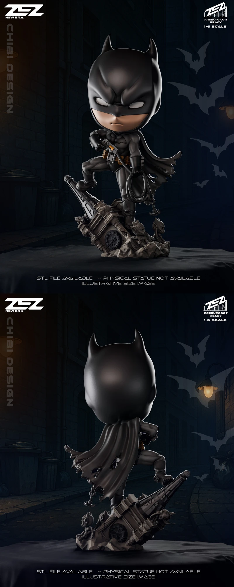 Chibi Batman STL Figure for 3D Printing STL model for 3D printing