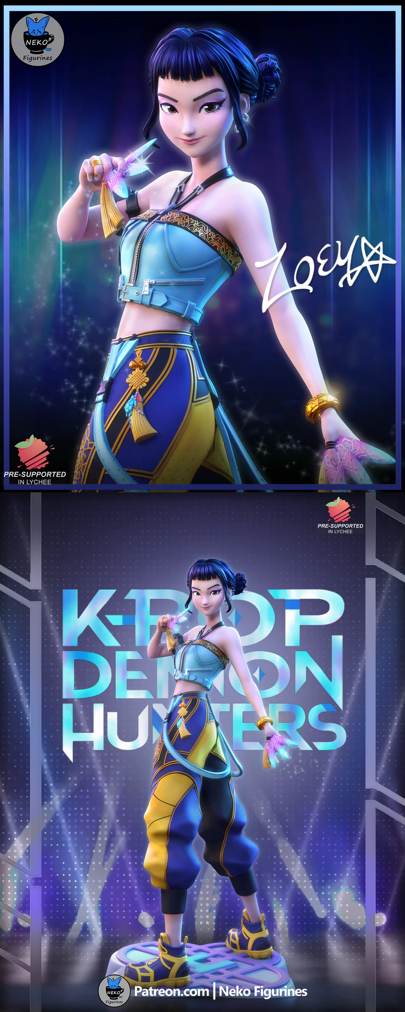 Zoey Demon Hunter STL Figure for 3D Printing STL model for 3D printing