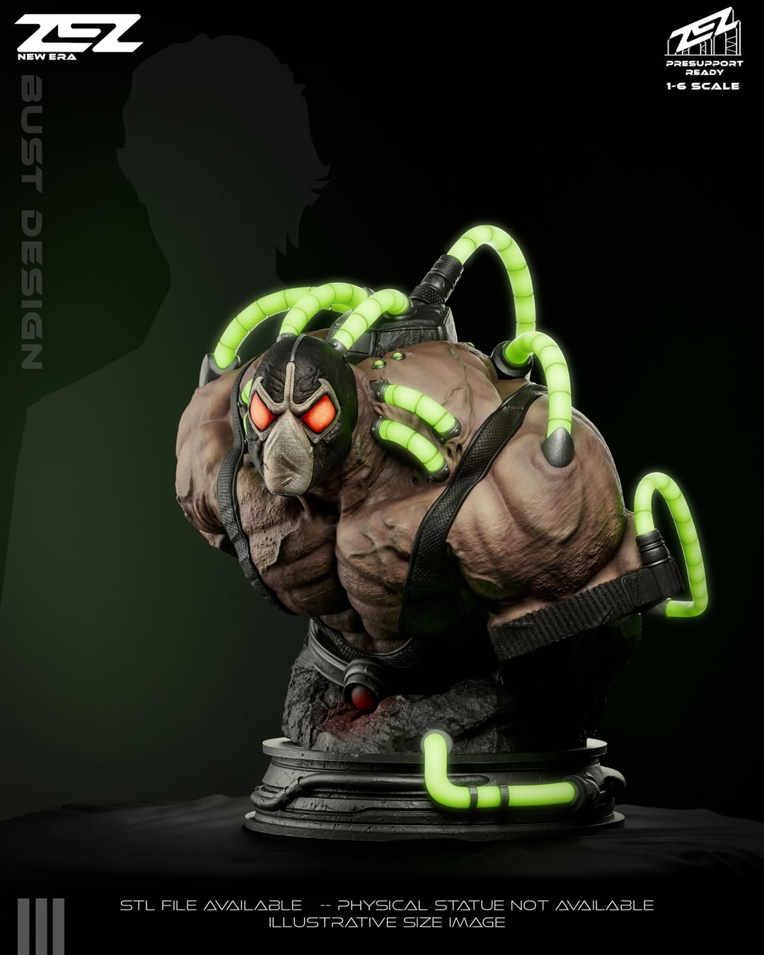 Bane bust STL model for 3D printing