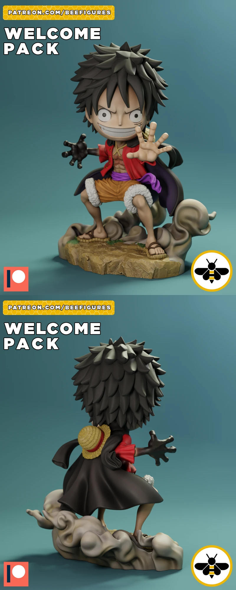 Chibi Luffy 3D Printable STL Figure for 3D Printer STL model for 3D printing