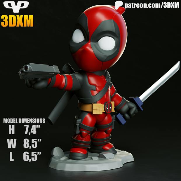 Deadpool Chibi STL model for 3D printing