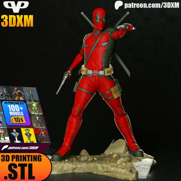 Deadpool STL model for 3D printing