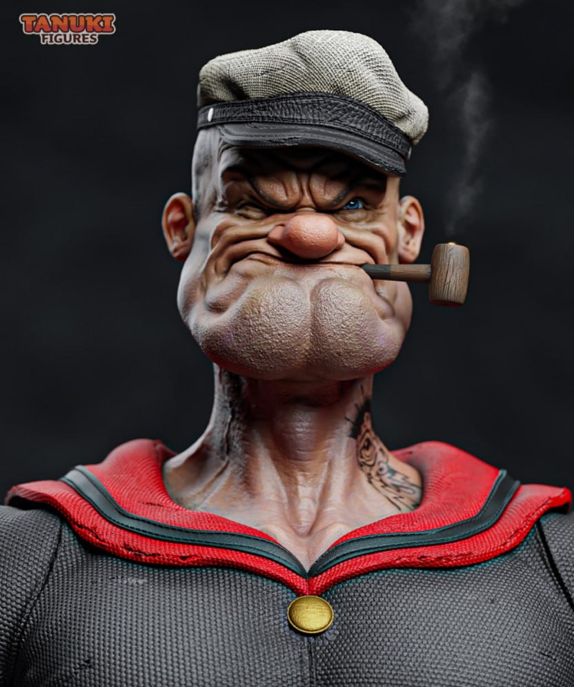 Popeye (Bust) STL model for 3D printing